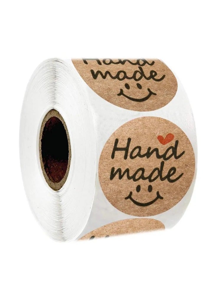 1 inch 2.5cm 500pcs/roll Kraft Paper | Handmade Thank You Stickers | Decoration Seal Labels Gift Ideas Package Box Bag Pack of 1 - Image 2